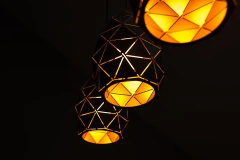 Black lamps with a geometric pattern Stock Photos