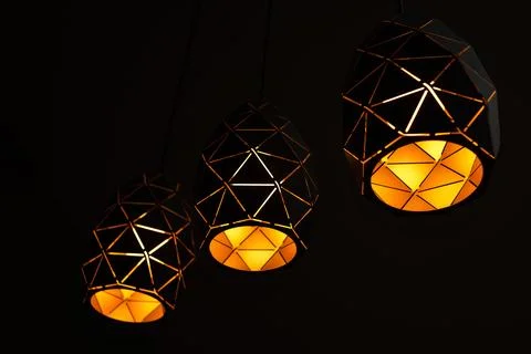 Black lamps with a geometric pattern Foto stock