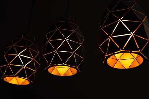 Black lamps with a geometric pattern Stock Photos