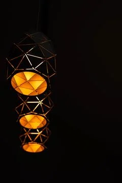 Black lamps with a geometric pattern Stock-Fotos