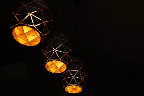 Black lamps with a geometric pattern Stock Photos