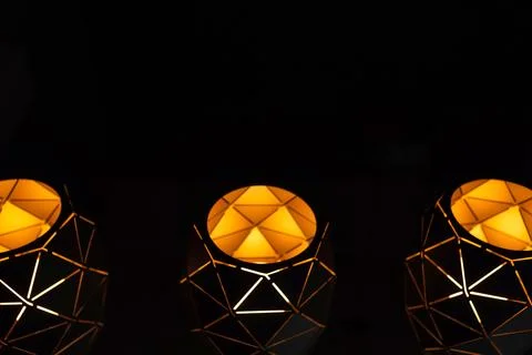Black lamps with a geometric pattern Foto stock