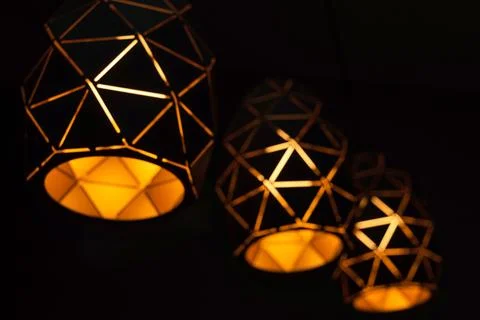 Black lamps with a geometric pattern Stock Photos