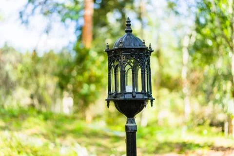 Black Lantern in the park. Stock Photos