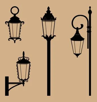 Black lanterns isolated on beige Stock-Illustration