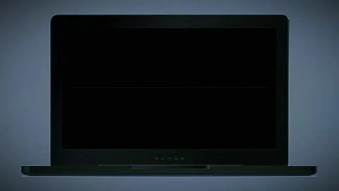 Black laptop on a blue background Stock Footage 168409777