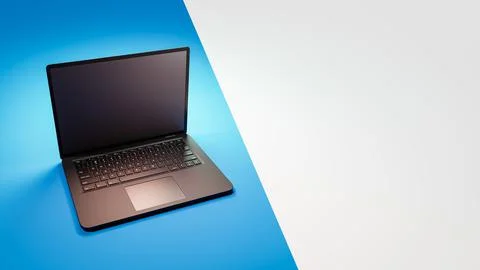 Black Laptop Computer on Duotone Background with Copy Space Stock Illustration