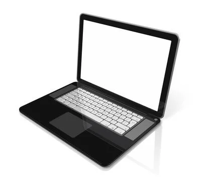 Black Laptop computer isolated on white 3D black laptop computer isolated ... Stock Photos
