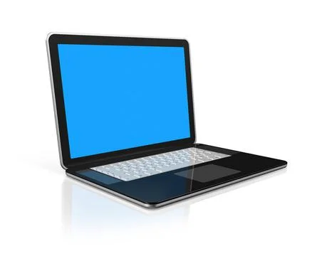 Black Laptop computer isolated on white 3D black laptop computer isolated ... Stock Photos