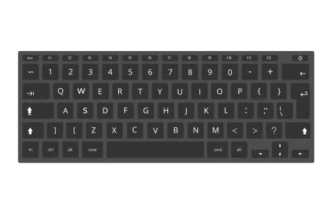 Black laptop, computer keyboard vector template isolated on white Stock Illustration