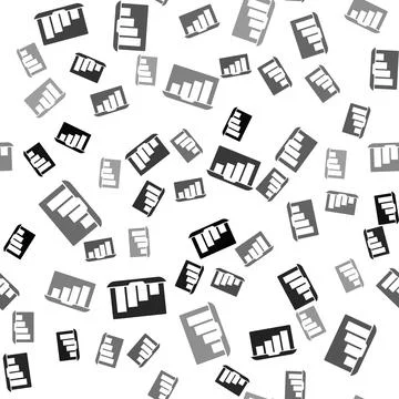 Black Laptop with graph chart icon isolated seamless pattern on white background Stock Illustration