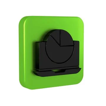 Black Laptop with graph chart icon isolated on transparent background. Repo.. 스톡 일러스트