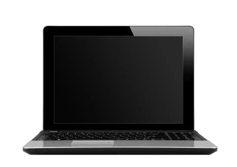 Black laptop isolated on white Stock Photos