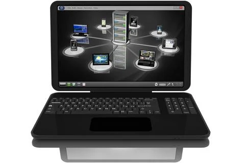 Black laptop, network connection Stock Illustration