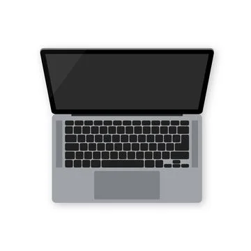 Black laptop on transparent background. Internet technology. Front, side view 스톡 일러스트