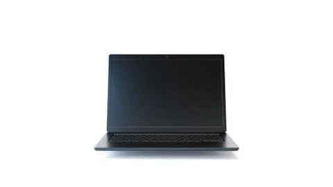 Black Laptop on White Background. 3D Render Illustrazione stock