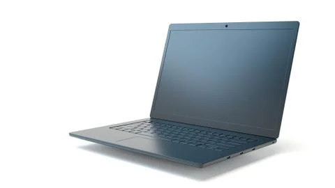 Black Laptop on White Background. 3D Render Illustrazione stock
