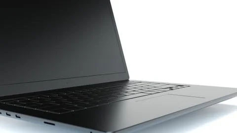 Black Laptop on White Background. 3D Render Illustrazione stock