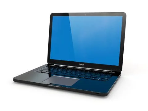 Black laptop on white background. three-dimensional image. Stock Illustration