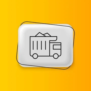 Black Large industrial mining dump truck icon isolated on yellow background.. Stock Illustration