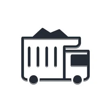 Black Large industrial mining dump truck icon isolated on white background... Stock Illustration