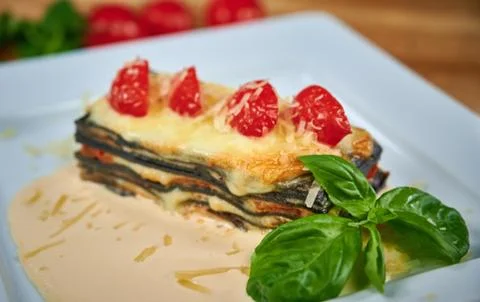 Black lasagna Stock Photos