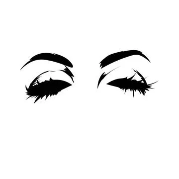 Black lashes. Eyelashes and eyebrows on white background. Beauty and Fashion. Stock Illustration