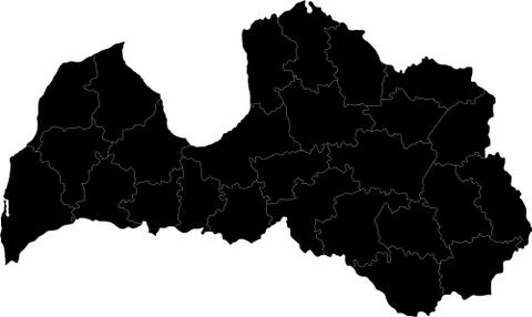 Black Latvia map Stock Illustration