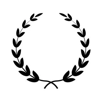 Black laurel wreath graphic with empty center on white background leaves br.. Stock Illustration