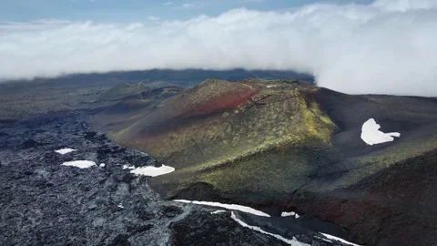 Black lava fields of Tolbachik volcano in Kamchatka, Russia. Video stock 278649866
