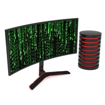 Black LCD tv screen with server hard disk Stock Illustration