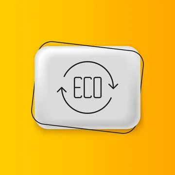 Black Leaf Eco symbol icon isolated on yellow background. Banner, label, ta.. Stock Illustration