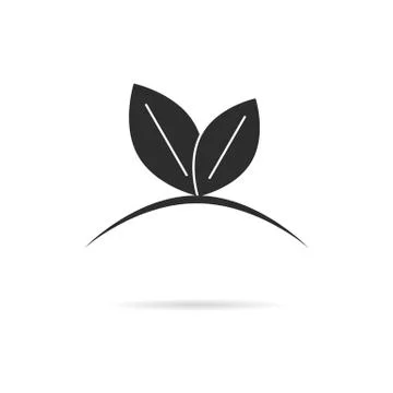 Black leaf like germinating sprout logo Stock Illustration