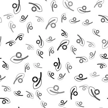 Black Leaf icon isolated seamless pattern on white background. Leaves sign イラスト素材