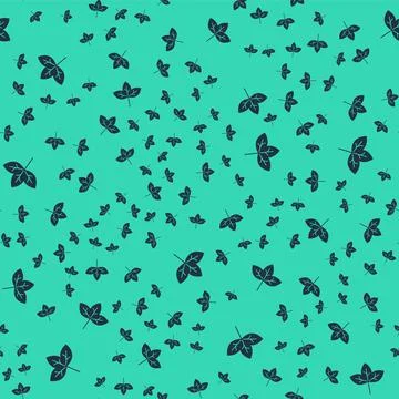 Black Leaf icon isolated seamless pattern on green background. Leaves sign. F Stock Illustration