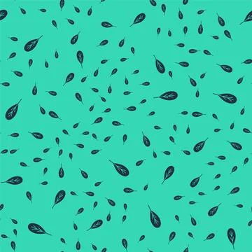 Black Leaf icon isolated seamless pattern on green background. Leaves sign Stock Illustration
