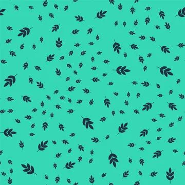 Black Leaf icon isolated seamless pattern on green background. Leaves sign. F Stock Illustration