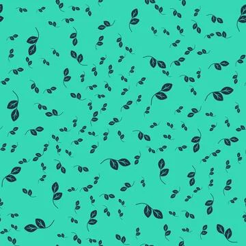 Black Leaf icon isolated seamless pattern on green background. Leaves sign Stockillustratie