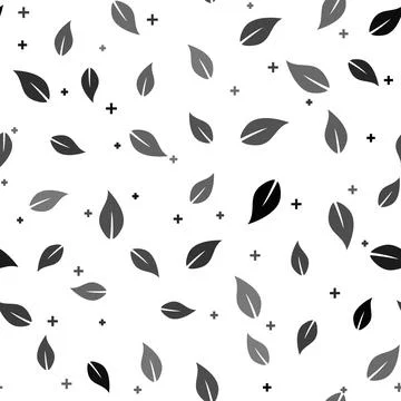 Black Leaf icon isolated seamless pattern on white background. Vector イラスト素材