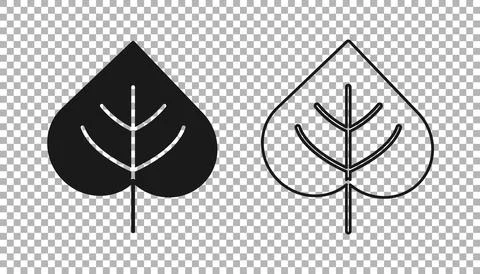 Black Leaf icon isolated on transparent background. Leaves sign. Fresh natural Stock Illustration