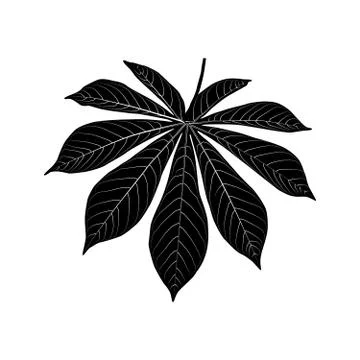Black leaf icon isolated on white background. Stock Illustration