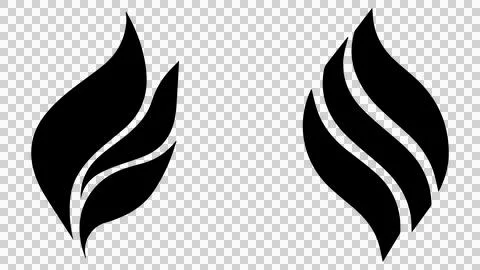 Black leaf icons. Isolated flame symbols. 스톡 일러스트