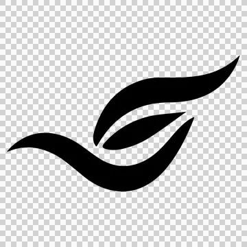 Black leaf logo. Isolated winged leaf icon. 스톡 일러스트