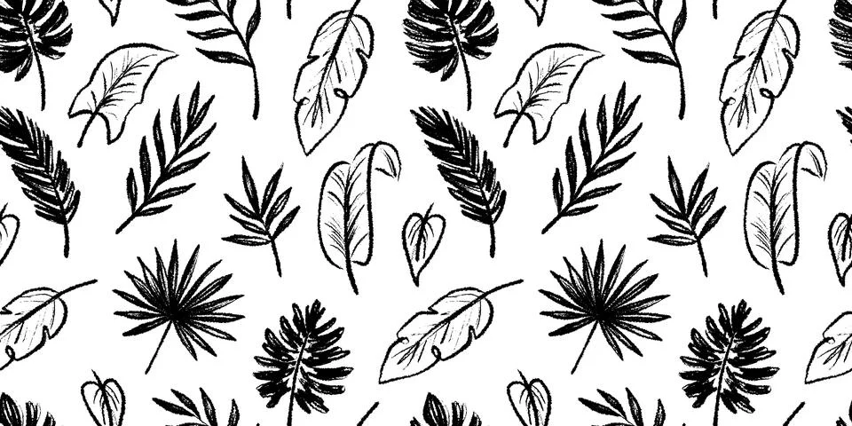 Black leaf seamless pattern vector background. Hand drawn crayon abstract Illustrazione stock