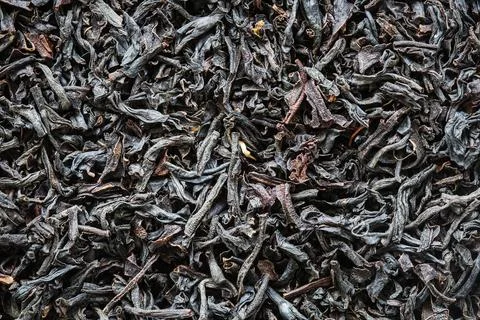 Black leafy tea as background Stock Photos