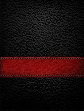 Black leather background with red leather strip. vector illustration. Stock Illustration