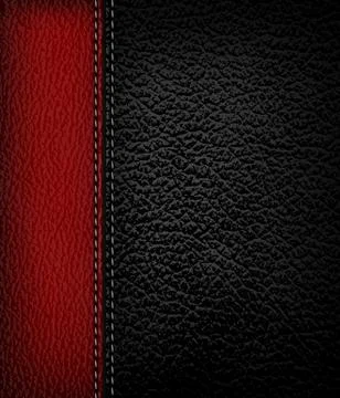 Black leather background with red leather strip. vector illustration. Stock Illustration