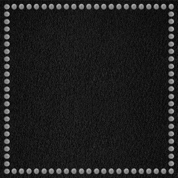Black leather background with rivet border Stock Photos