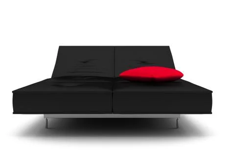 Black leather bed isolated on white background Stock Illustration