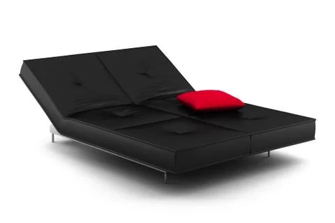 Black leather bed isolated on white background Stock Illustration